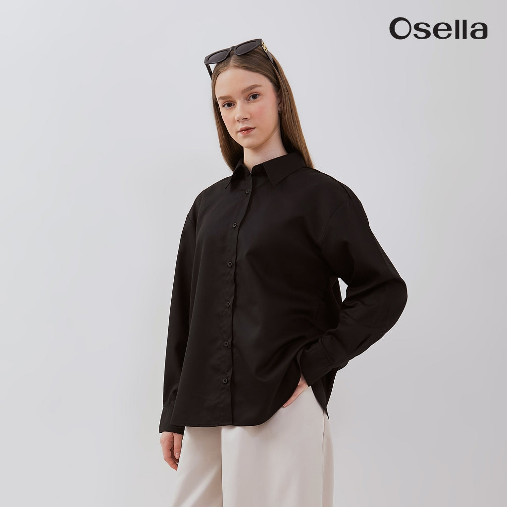 Osella Basic Long Sleeve Shirt 31375001 | Atasan Kemeja Lengan Panjang Perempuan