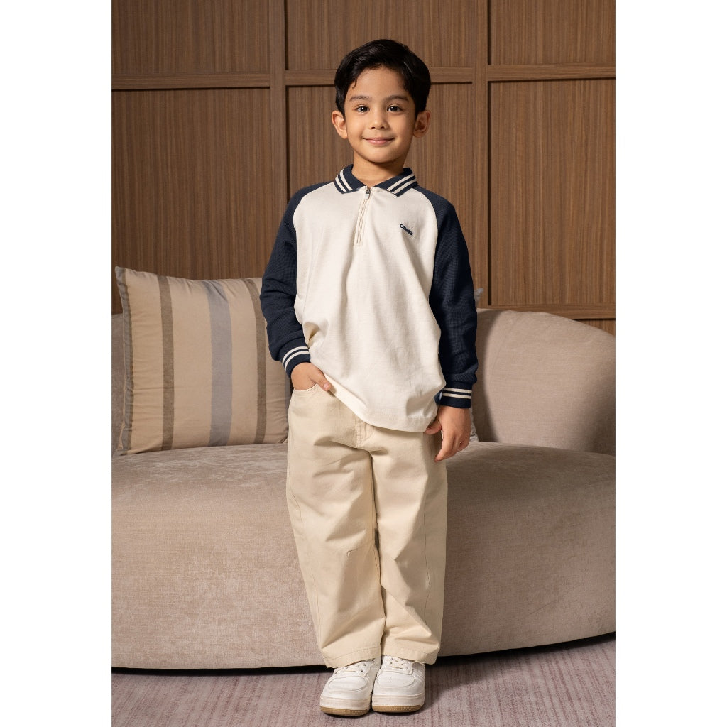 Osella Kids Ripple Polo Long 22276603 | Atasan Polo Lengan Panjang Anak Laki Laki
