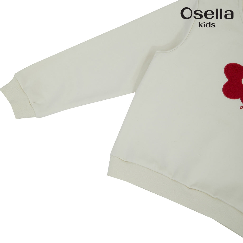 Osella Red Floral Knit Sweatshirt 2312500388 | Sweater Lengan Panjang Anak Perempuan