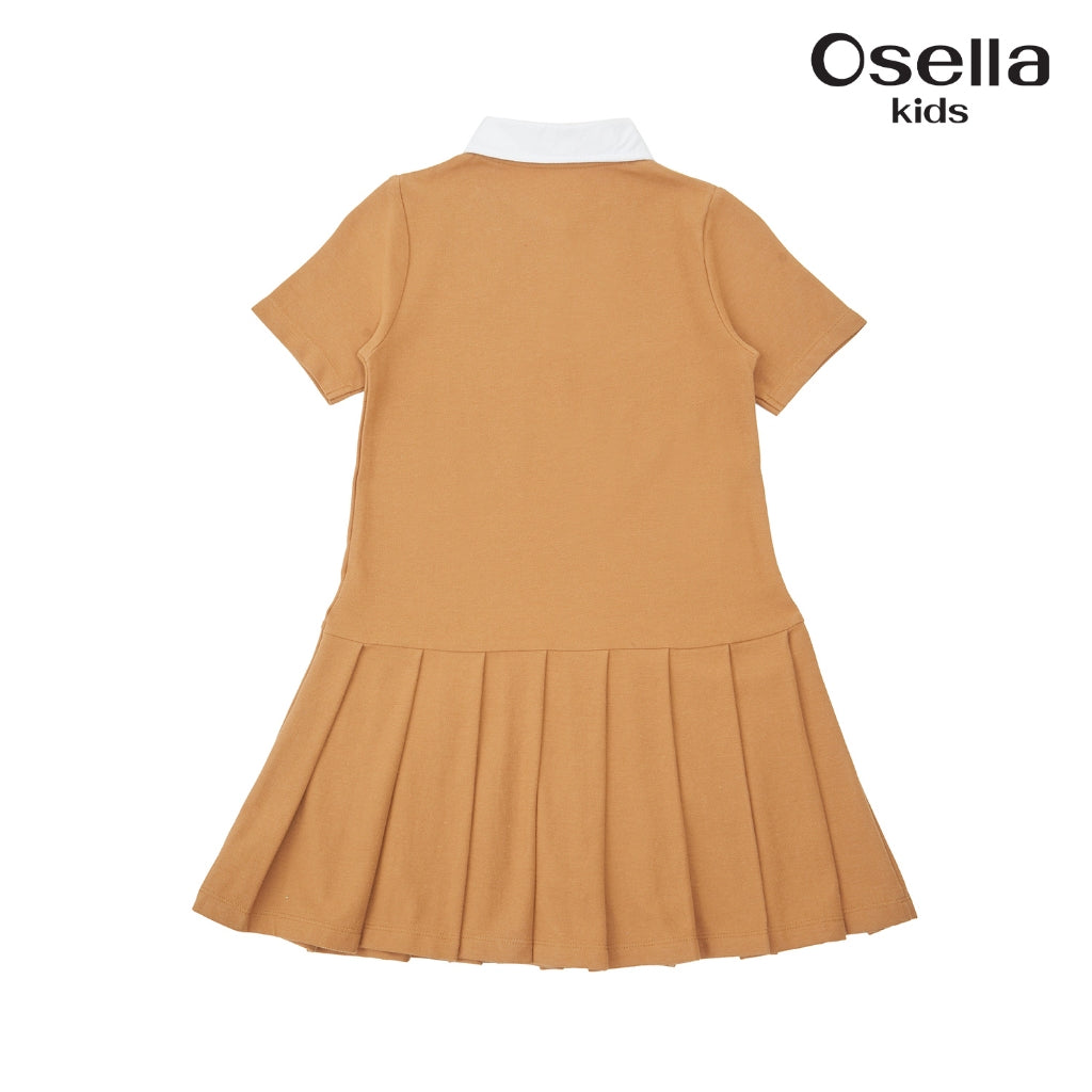 Osella Pleated Polo Dress With Flower Patch 23565004 | Midi Dress Anak Perempuan