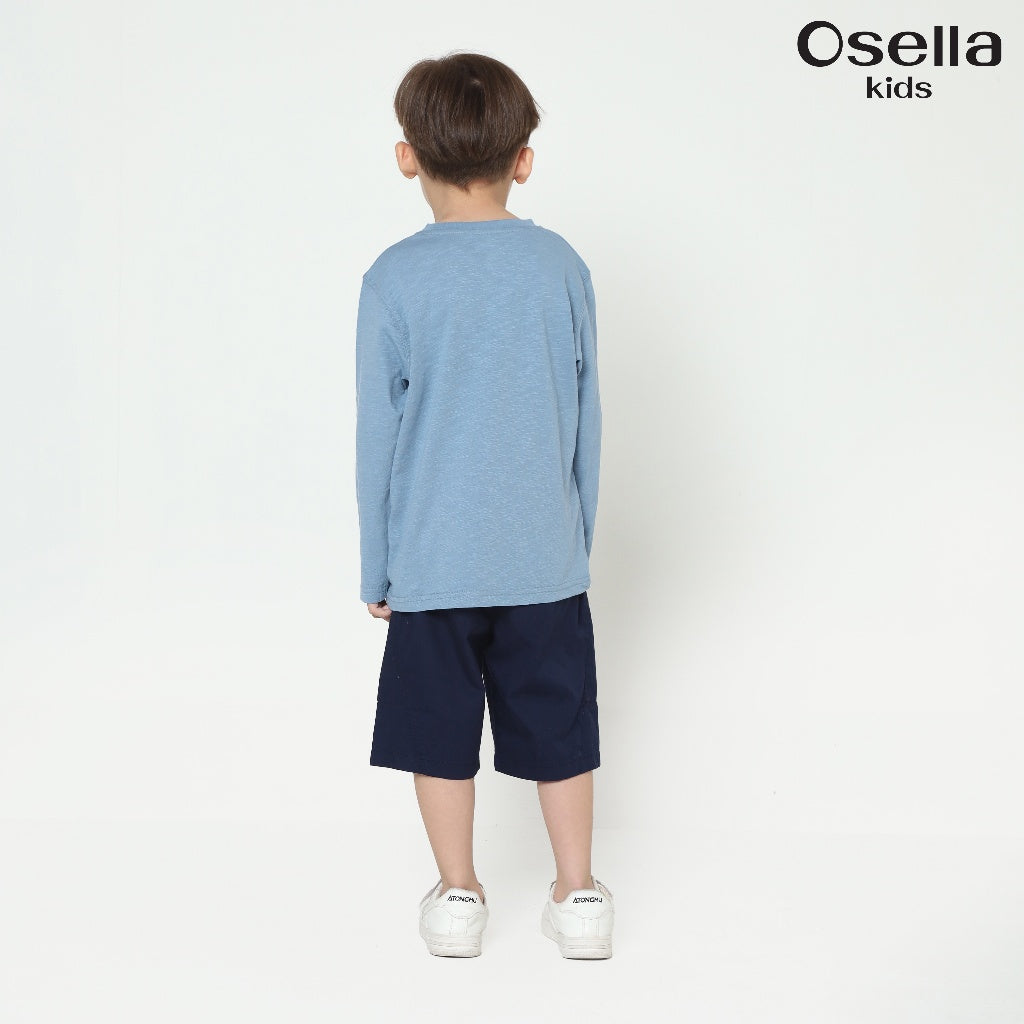 Osella Skt Regular Long Sleeve T-Shirt In Steel Blue 2277500636 | Atasan Kaos Lengan Panjang