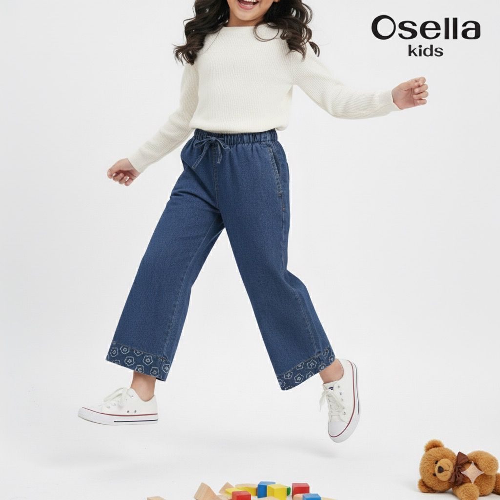 Osella Daisy Wide Leg Denim 238O5003 | Celana Denim Panjang Anak Perempuan