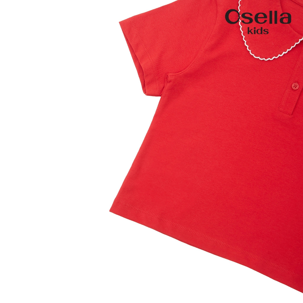 Osella Floral T-Shirt With Fancy Collar 23715009 | Atasan Blouse Lengan Pendek Anak Perempuan