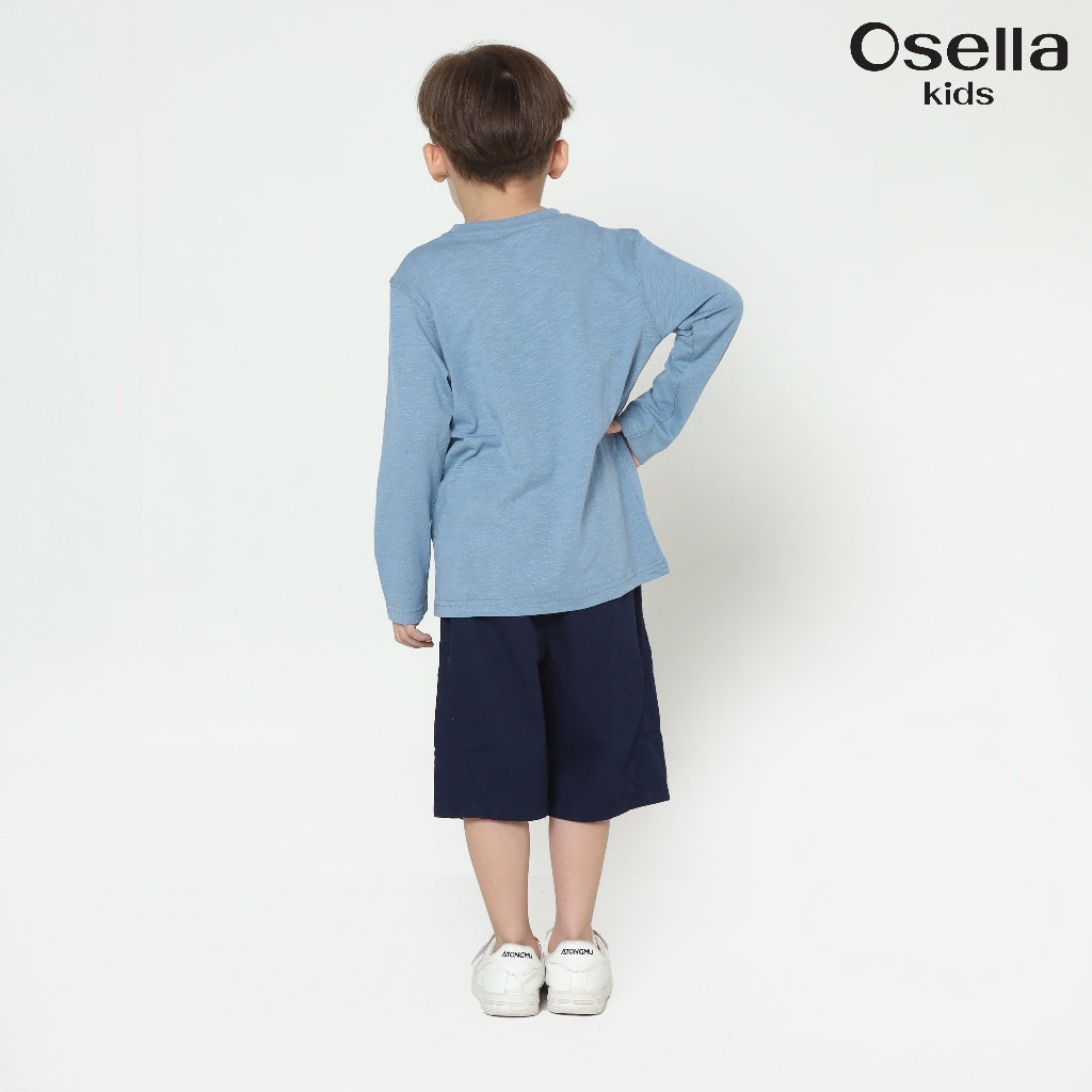 Osella Skt Regular Long Sleeve T-Shirt In Steel Blue 2277500636 | Atasan Kaos Lengan Panjang