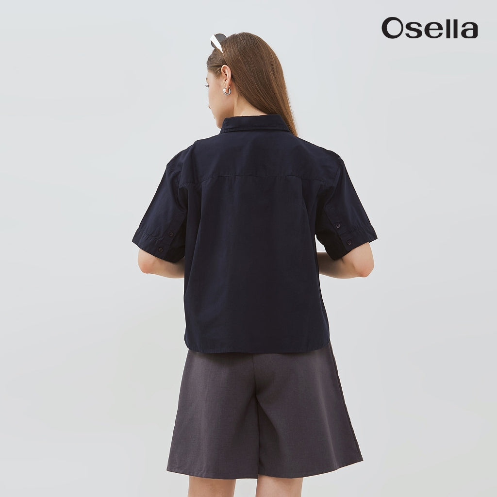 Osella Blair Short Sleeve Shirt 2136500159 | Atasan Kemeja Basic Wanita Lengan Pendek