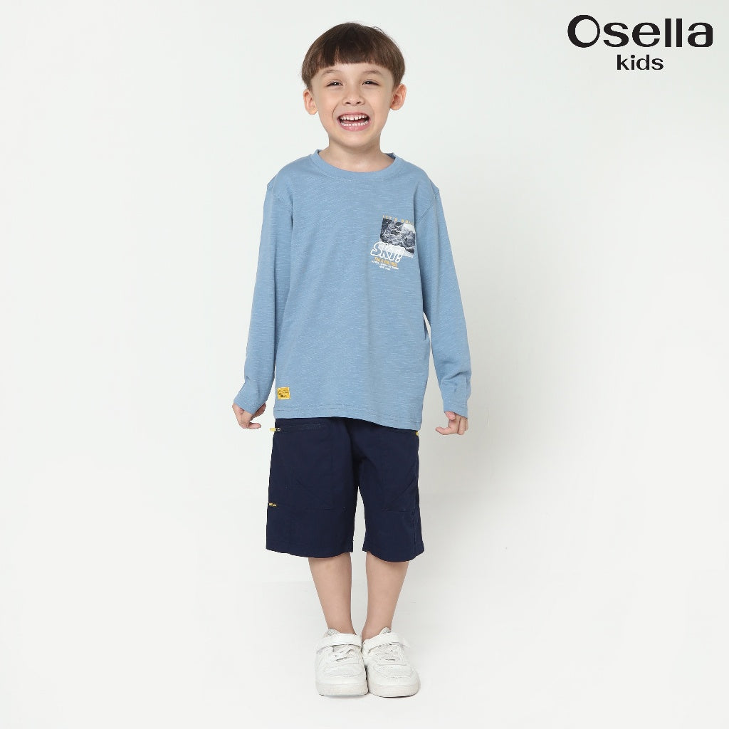 Osella Skt Regular Long Sleeve T-Shirt In Steel Blue 2277500636 | Atasan Kaos Lengan Panjang