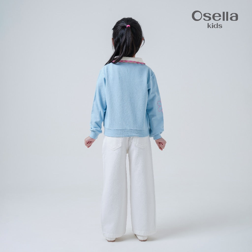 Osella Kids Blue Blossom Collar Sweater 2312660136 | Atasan Blouse Berkerah Anak Perempuan