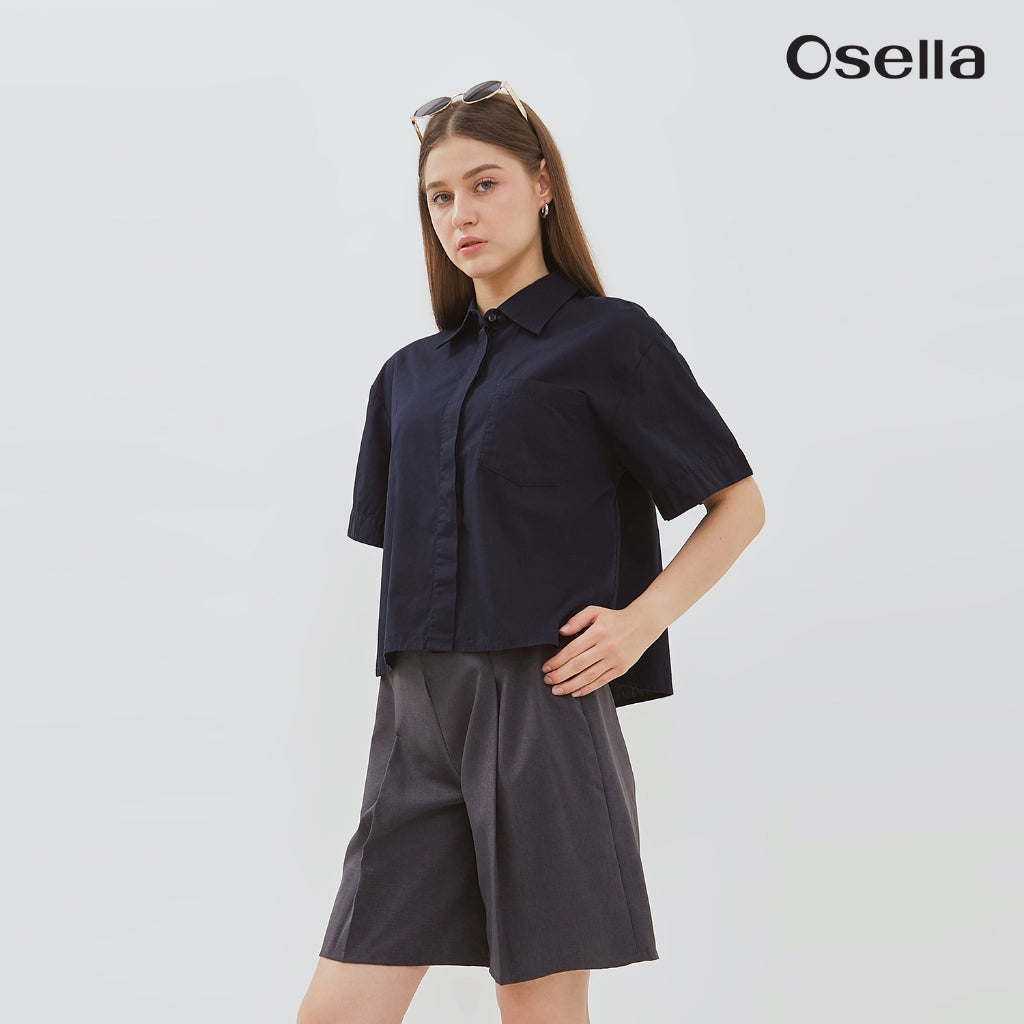 Osella Blair Short Sleeve Shirt 2136500159 | Atasan Kemeja Basic Wanita Lengan Pendek