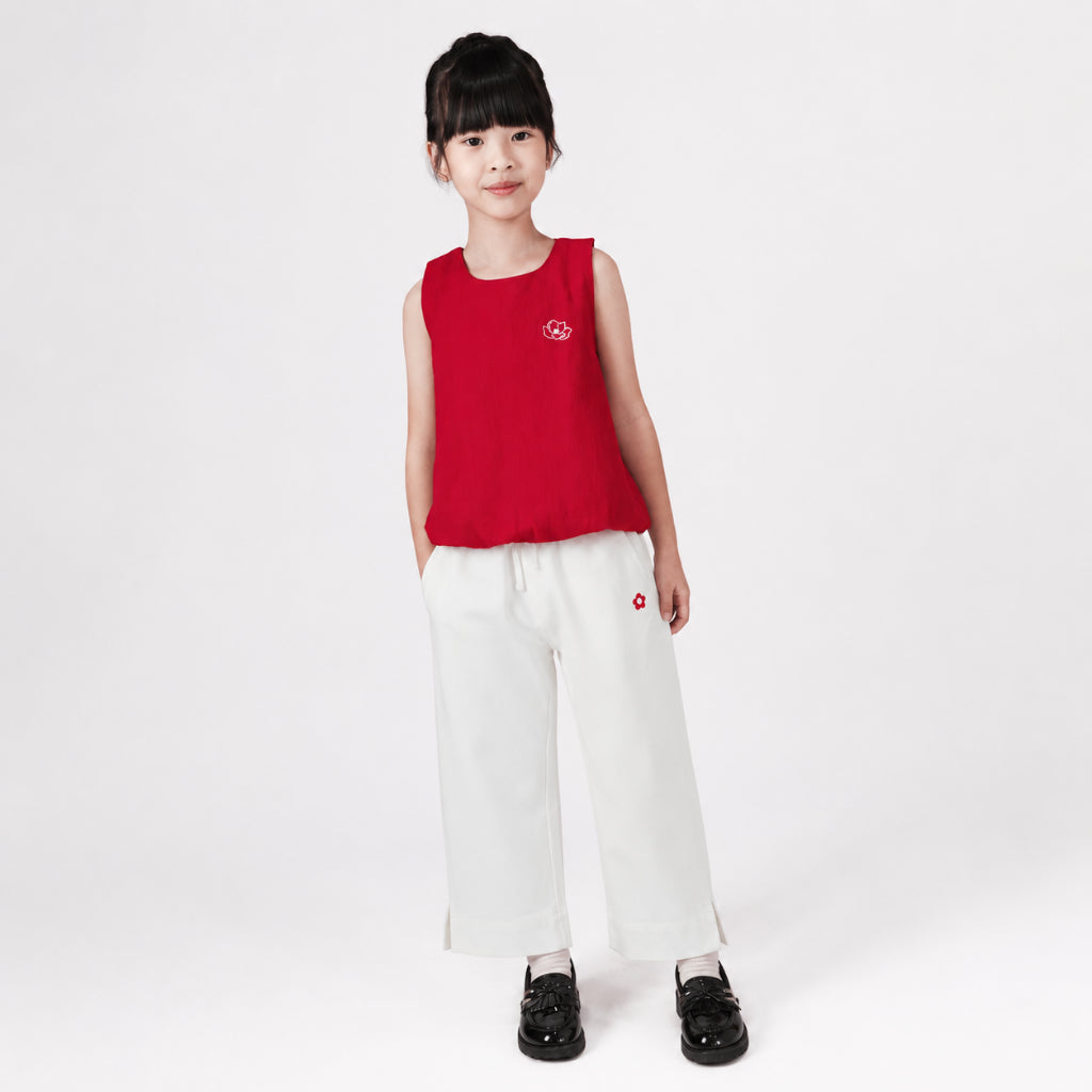 Osella Kids - Wide Leg Denim With Flower Pacth 238O500401 | Celana Jeans Panjang Anak Perempuan