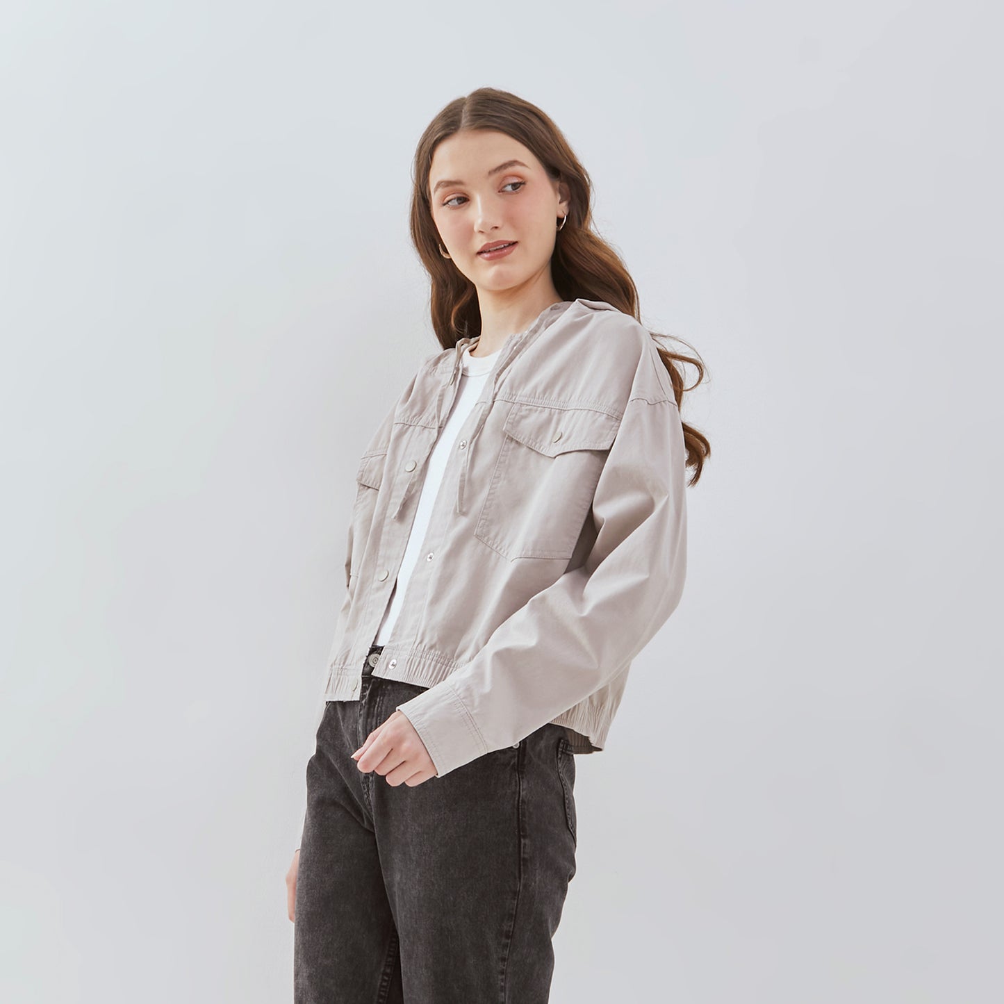 Osella Hoodie Outer Shirt In Light Grey