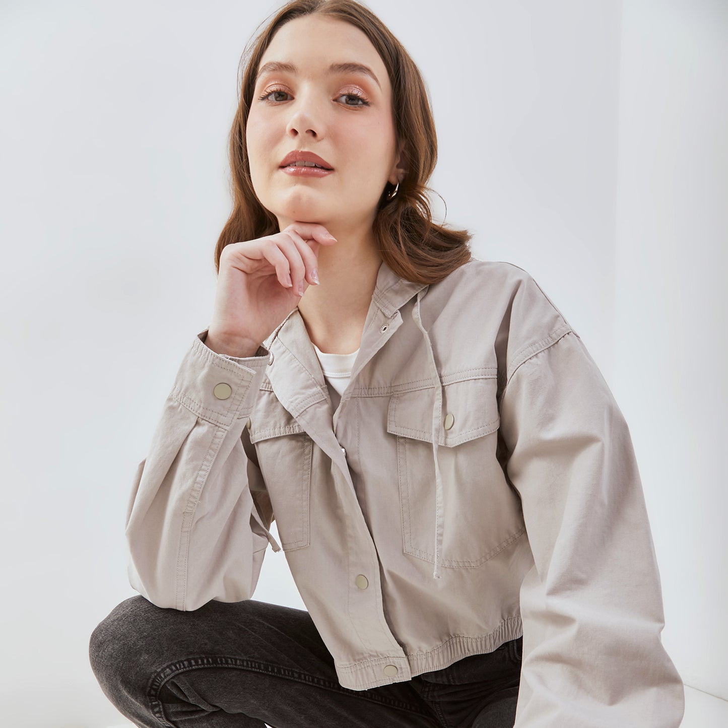 Osella Hoodie Outer Shirt In Light Grey
