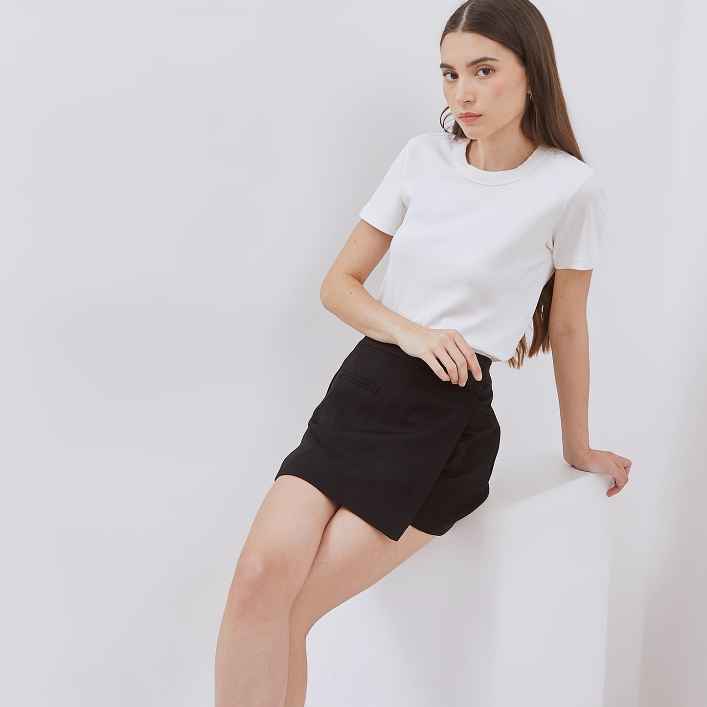 Osella Asymmetric Skort Pants In Black