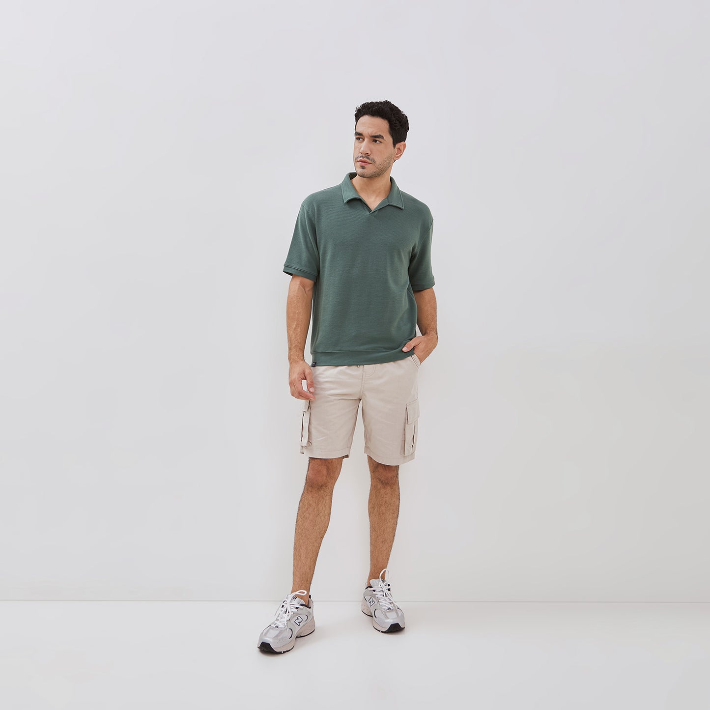 Osella Oliver Short Sleeve V-Neck Polo With Fancy Fabric