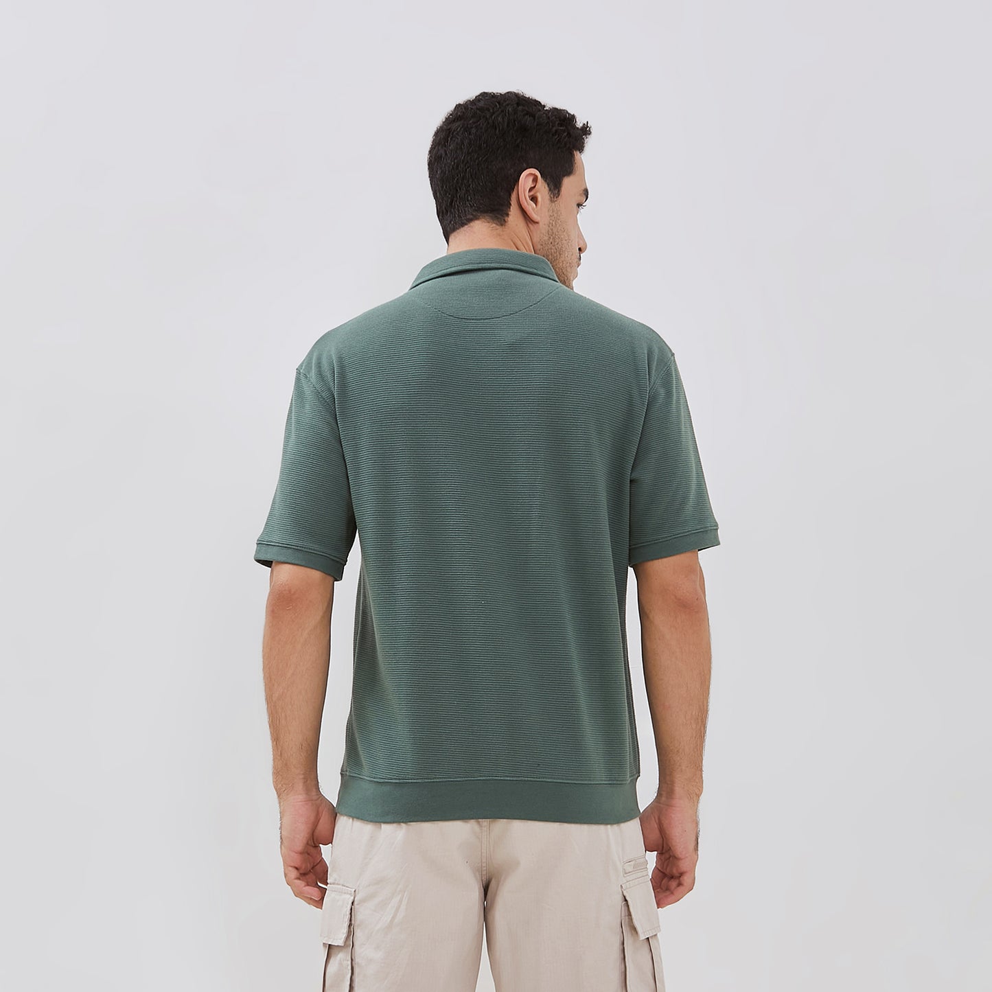 Osella Oliver Short Sleeve V-Neck Polo With Fancy Fabric