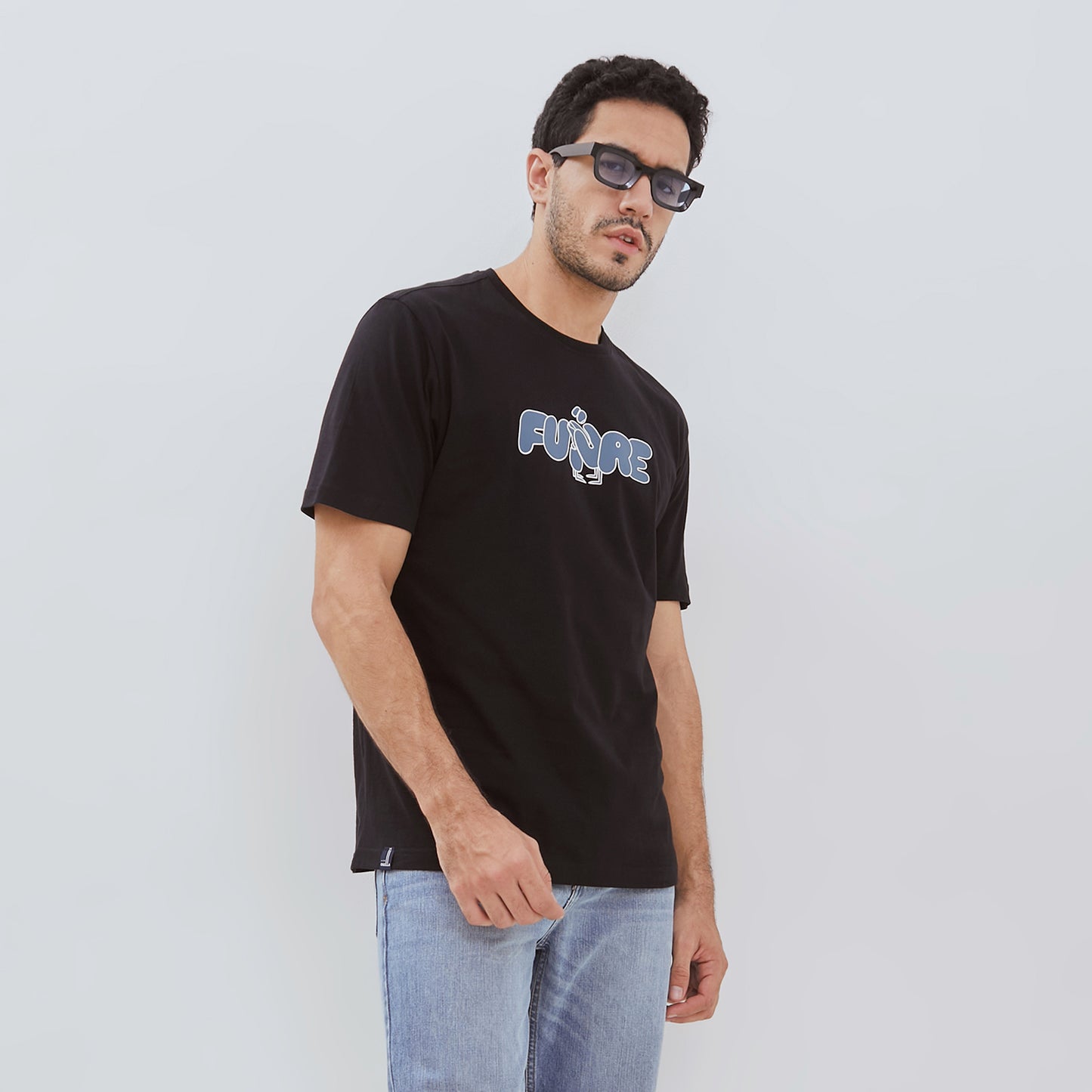 Osella Regular Fit Printed T-Shirt In Black
