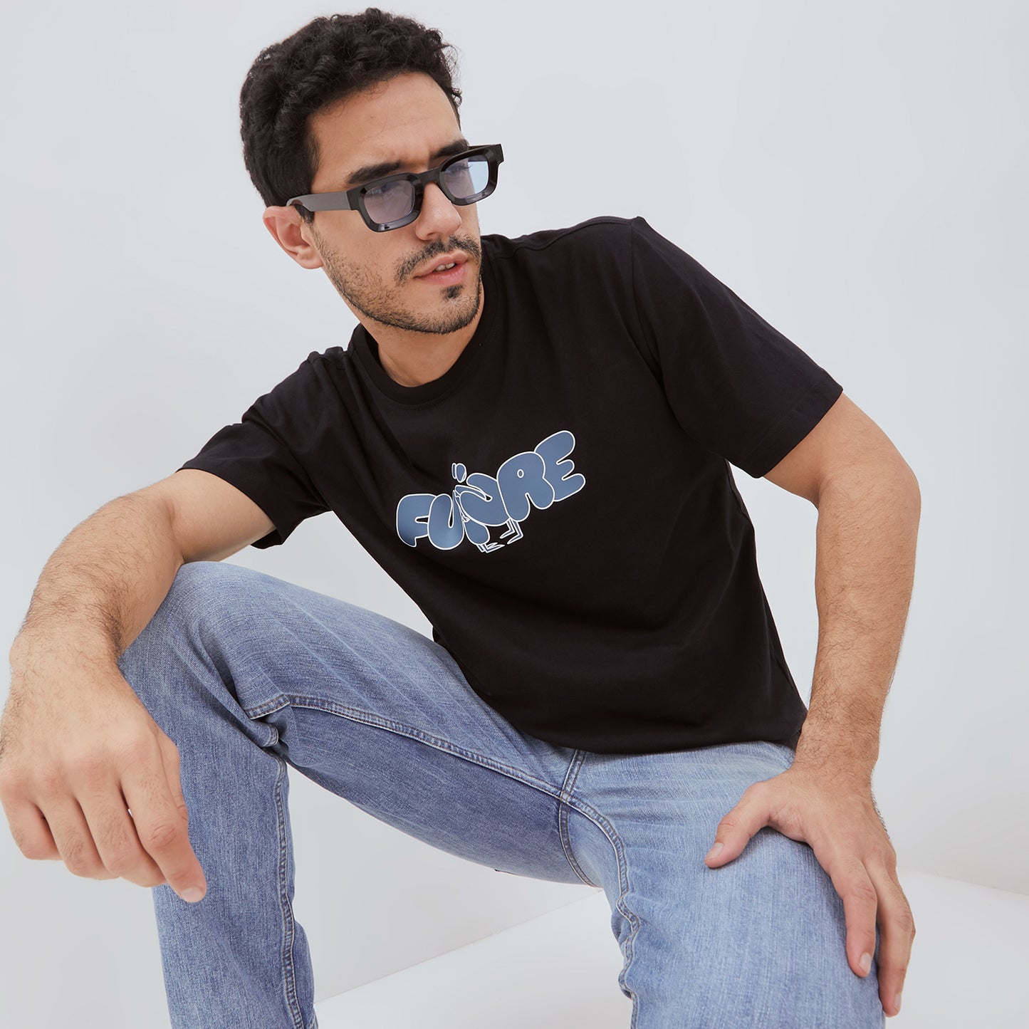 Osella Regular Fit Printed T-Shirt In Black