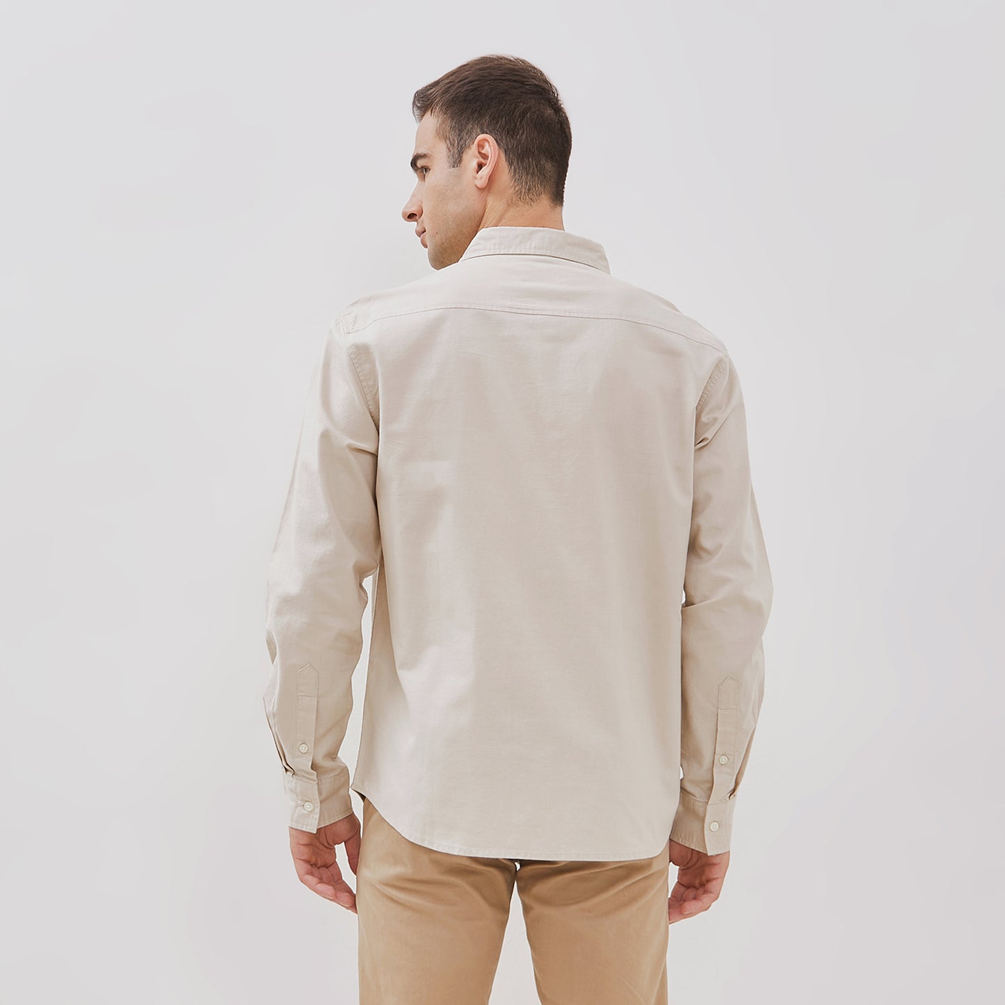 Osella Solid Regular Long Sleeve Shirt In Beige