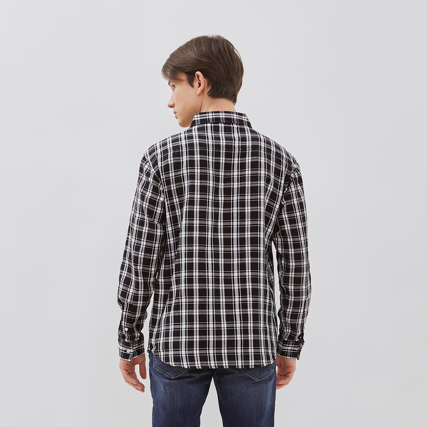 Osella Albon Checkered Regular Fit Long Sleeve Shirt In Black And White