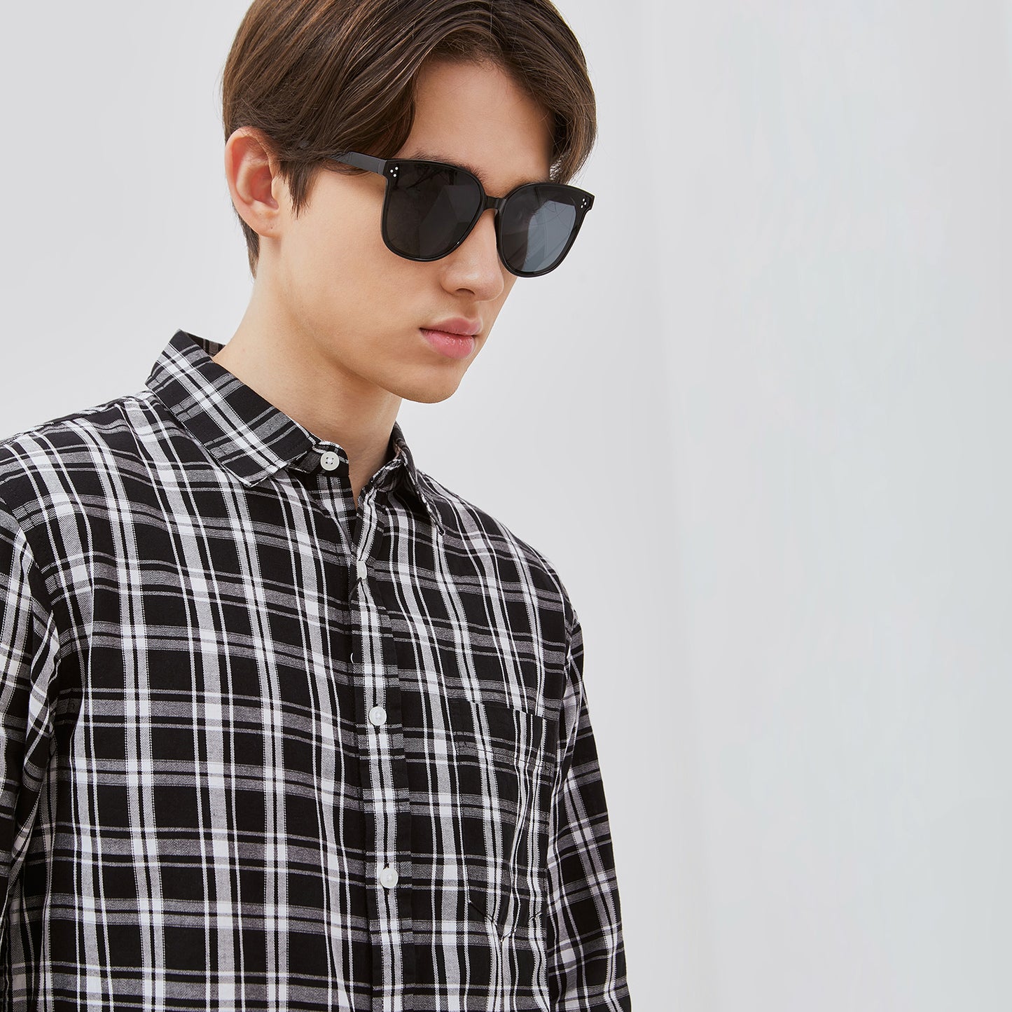 Osella Albon Checkered Regular Fit Long Sleeve Shirt In Black And White