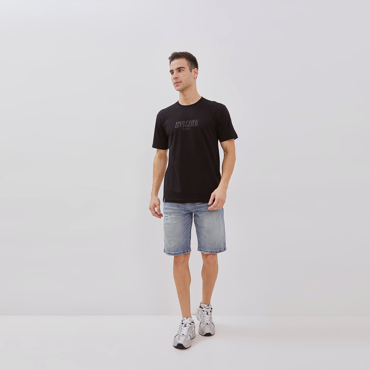 Osella Regular Fit Tone On Tone Print Short Sleeve T-shirt In Black