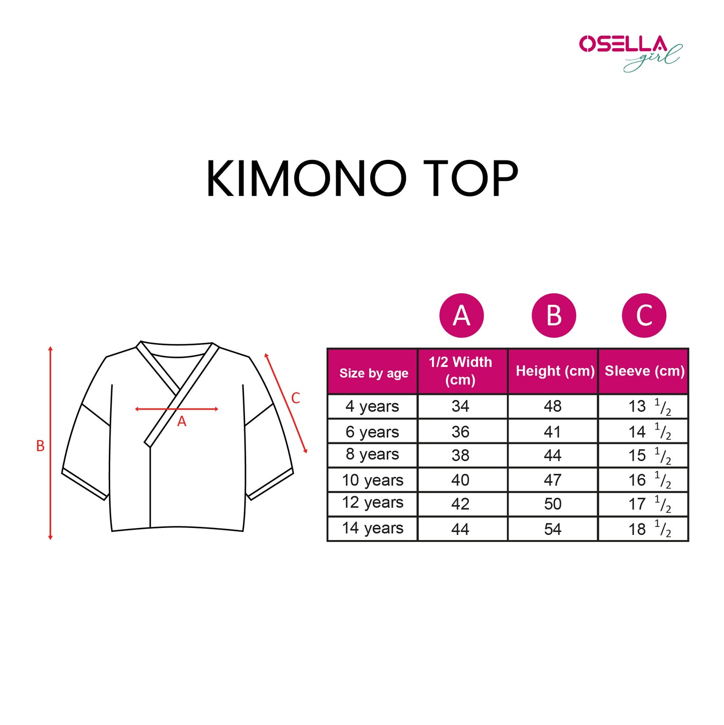 Osella Kids Girl Floral Print Kimono Blouse in Red