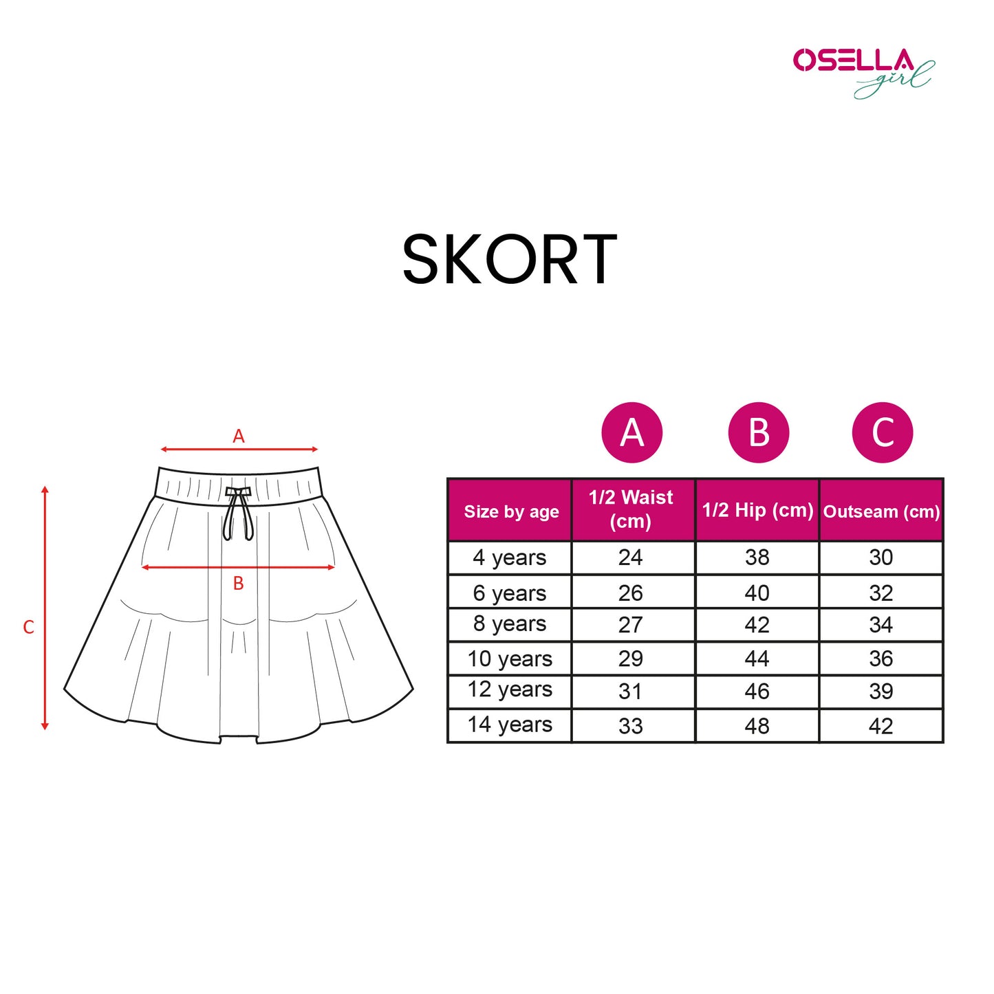 Osella Kids Girl Floral Print Mini Skirt in Red