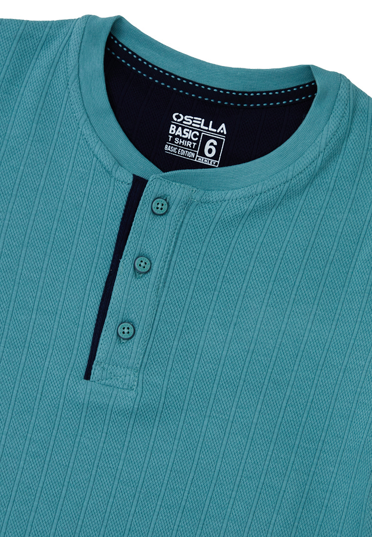 Osella Kids Regular Short Sleeve Henley Shirt In Textured Fabric
