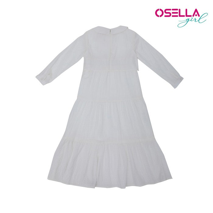 OSELLA SOLID MAXI DRESS WITH LAYERING TOP IN WHITE FANCY FABRIC 2357500701