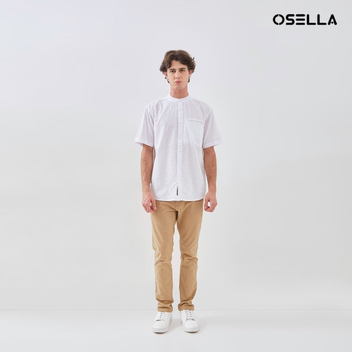 [NEW] OSELLA STRIPED DOBBY SHANGHAI COLLARED SHORT SLEEVE SHIRT 2032520301