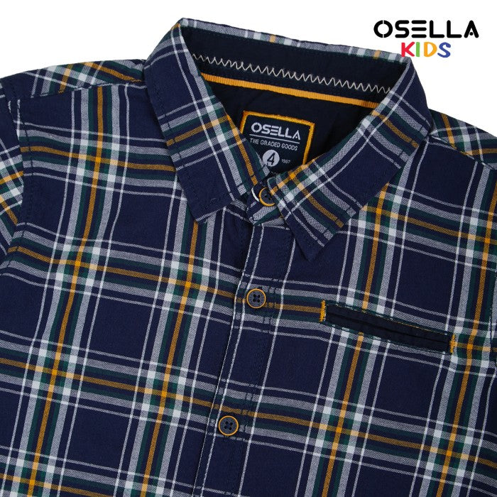 [NEW] OSELLA DEAN LONG SLEEVE CHECKERED SHIRT IN NAVY PATTERN 2237500259 | Atasan Kemeja Flanel Anak Laki-Laki