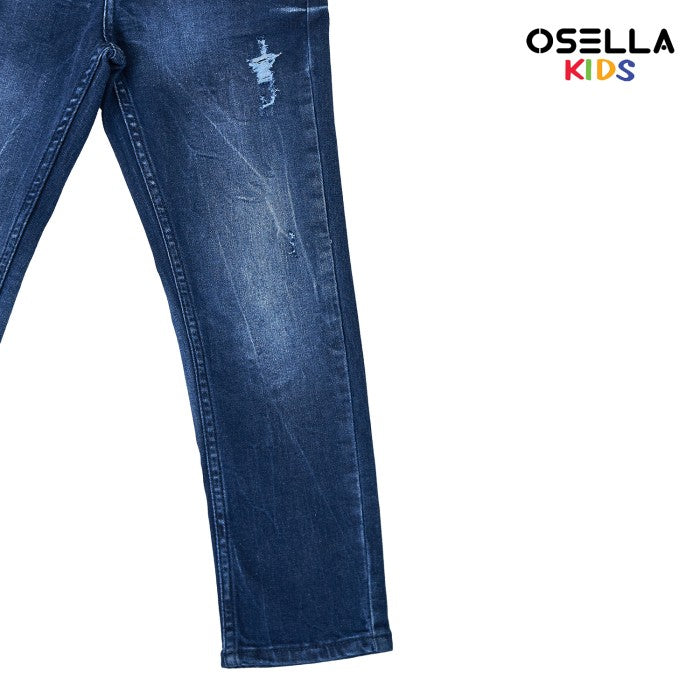 [NEW] Osella Lexy Denim Long Pants in Dark Washed With Destroy Detailing 228O5004A3 | Celana Jeans Panjang Anak Laki Laki