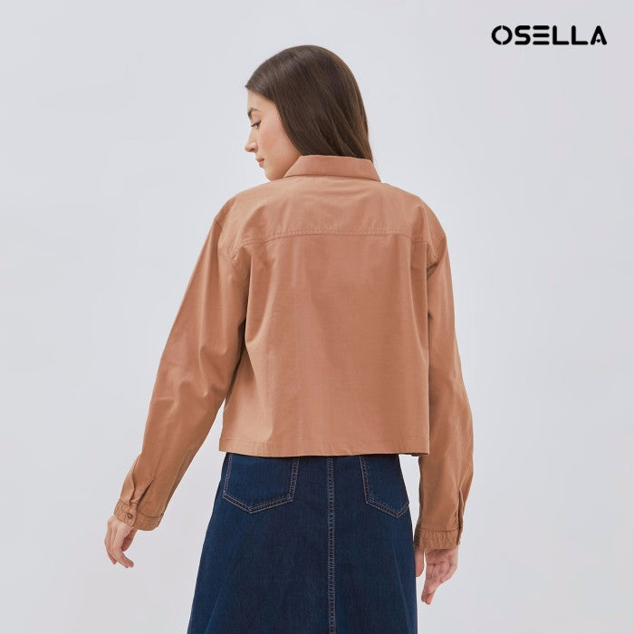 [NEW] Osella Lexi Cropped Shacket In Brown 2137501056