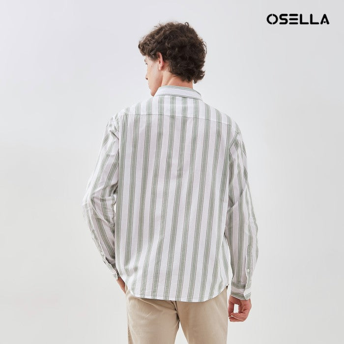 [NEW] OSELLA STRIPED DOBBY REGULAR COLLAR LONG SLEEVE SHIRT 2037500478| Kemeja Pria Lengan Panjang