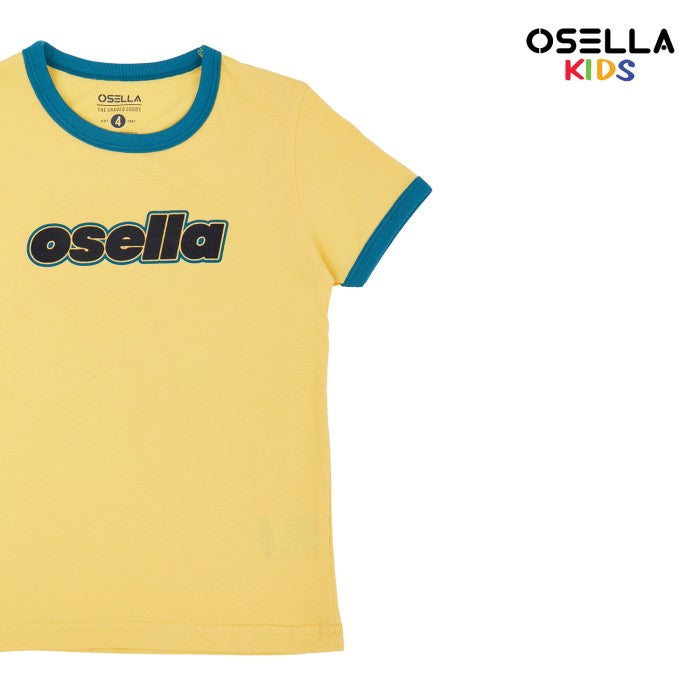 [NEW] OSELLA TYPOGRAPHY GRAPHIC T-SHIRT WITH CONTRAST RIB IN YELLOW 2274500203 | Atasan Kaos Anak Laki Laki