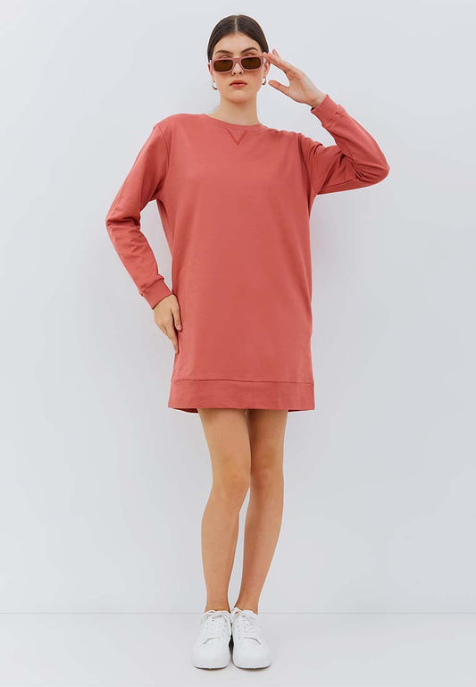 Osella Long Sleeve Knit Mini Dress in Rose Pink