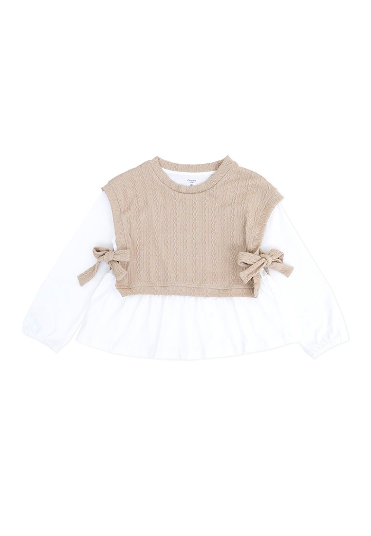 Osella Kids Cozy Top With Textured Knit Vest