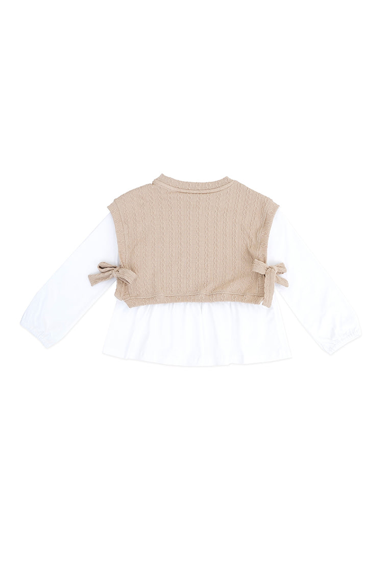Osella Kids Cozy Top With Textured Knit Vest