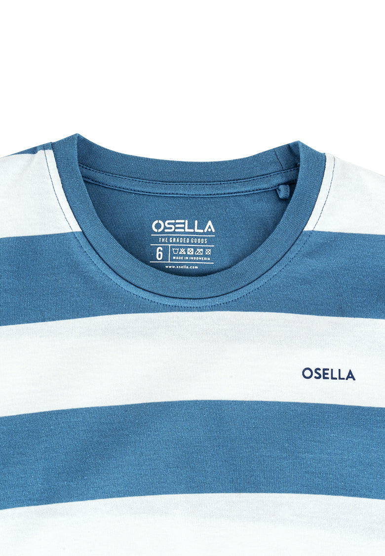 Osella Kids Oversized Stripe Long Sleeves T-Shirt In Seaport Blue And White