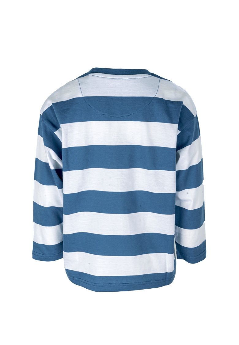 Osella Kids Oversized Stripe Long Sleeves T-Shirt In Seaport Blue And White