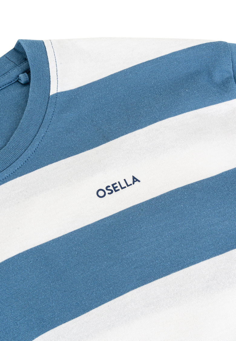 Osella Kids Oversized Stripe Long Sleeves T-Shirt In Seaport Blue And White