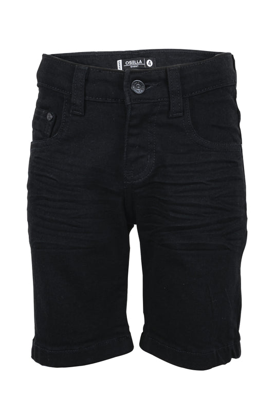 Osella Kids Downey Regular Short Pants Jeans In Black Denim Wash