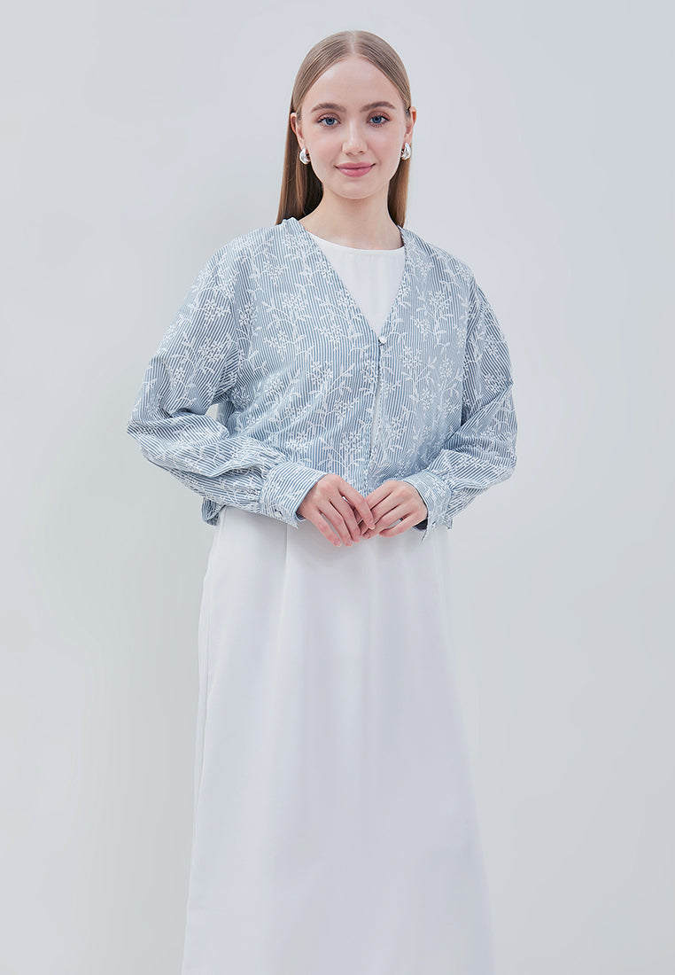 Osella Aleena Long Dress With Striped Outer Set