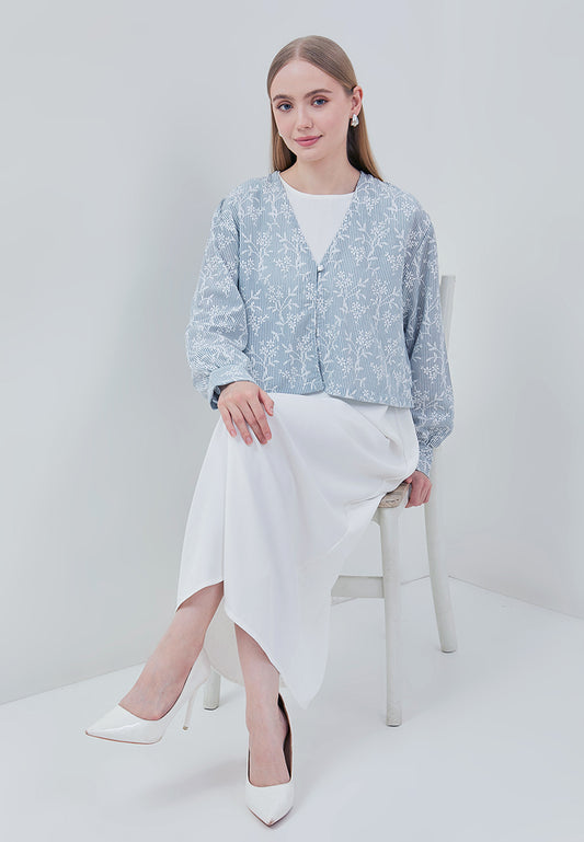 Osella Aleena Long Dress With Striped Outer Set