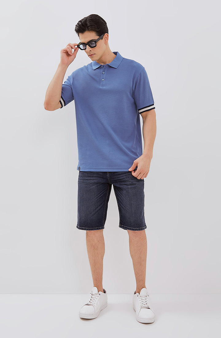 Osella Dylan Textured Polo Shirt With Striped Rib 2021501