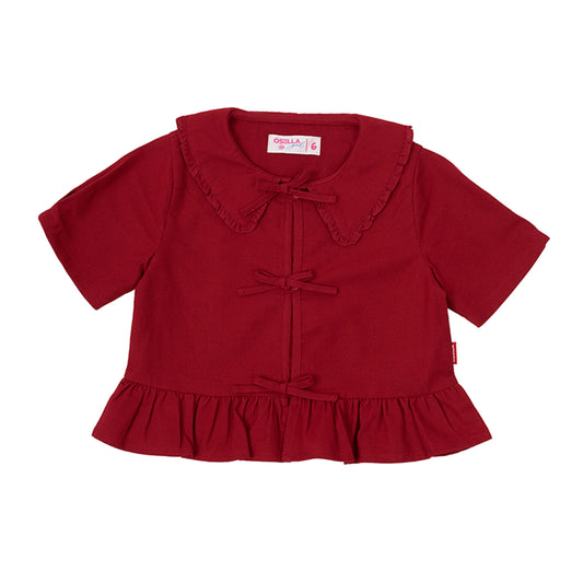 Osella Solid Collared Ribbon Shirt In Red 2336500