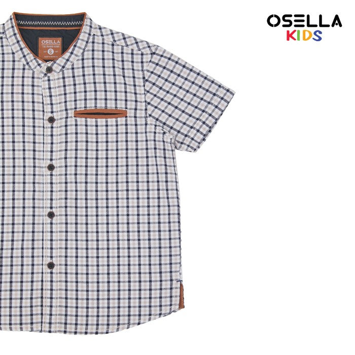 [NEW] OSELLA CHECKERED SHANGHAI COLLARED SHORT SHIRT 2233520188 | Kemeja Anak laki-laki Lengan Pendek