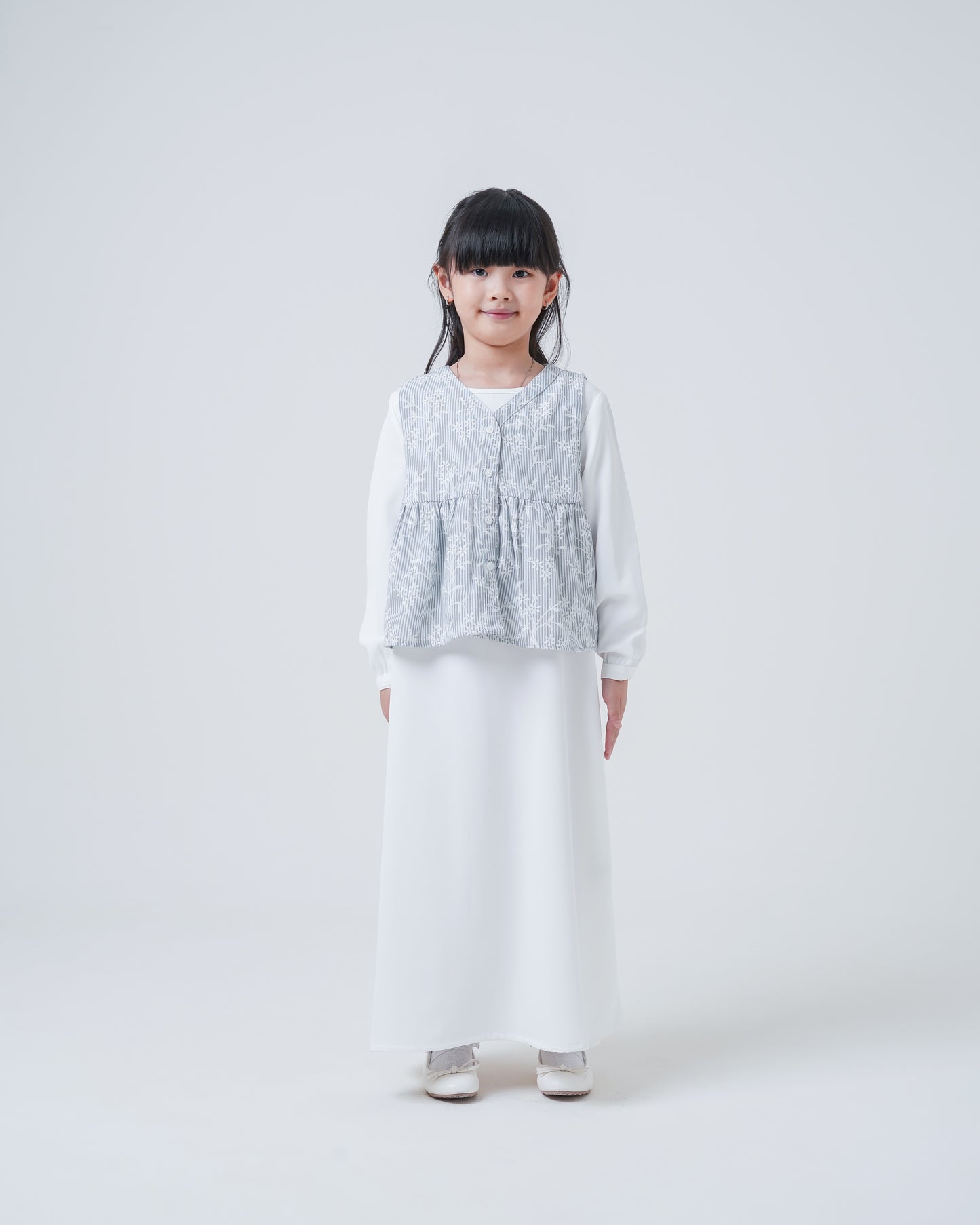 Osella Kids Azure Layered Dress With Vest Set