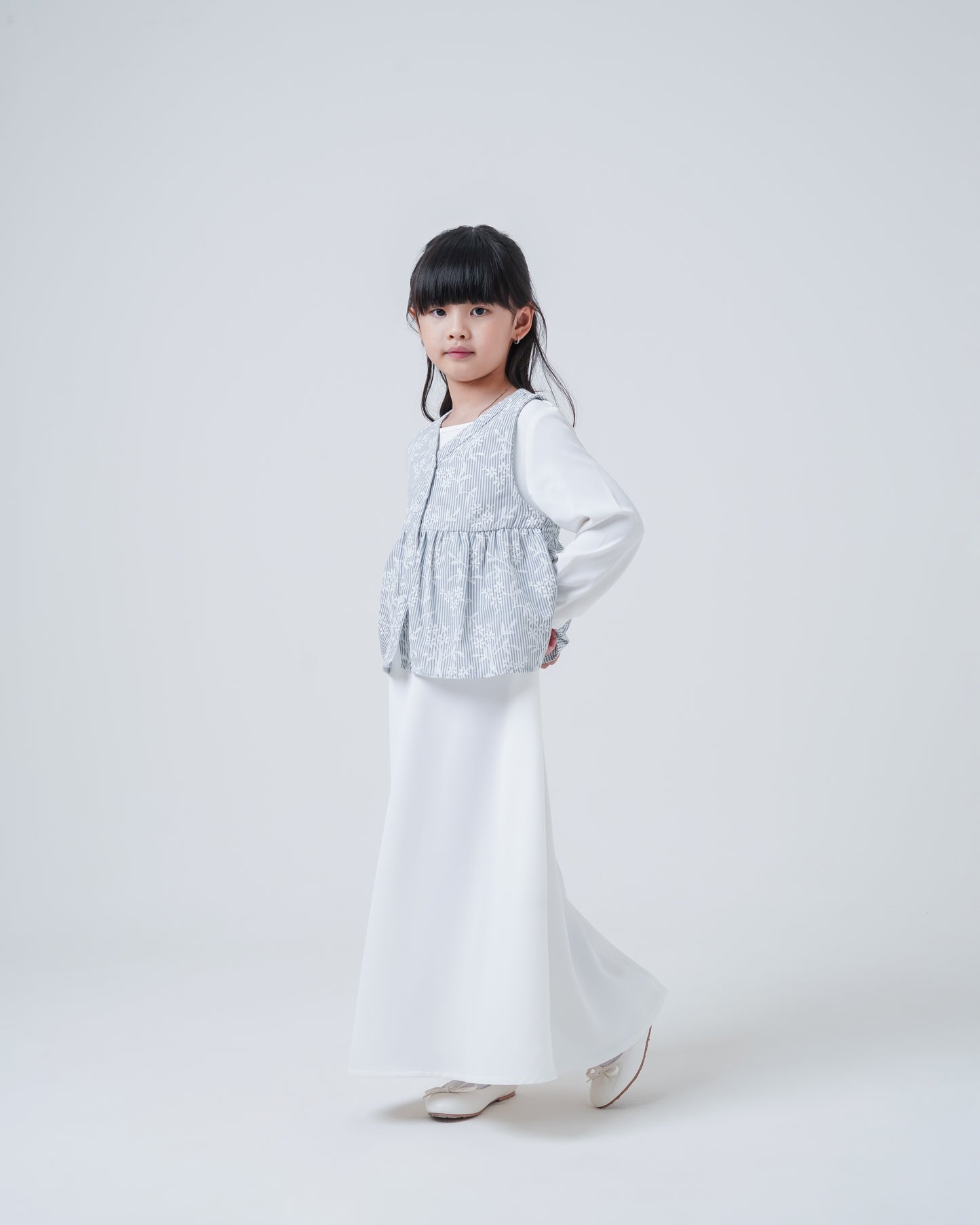 Osella Kids Azure Layered Dress With Vest Set