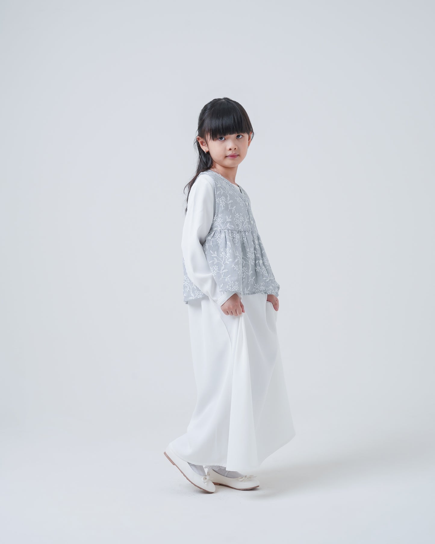 Osella Kids Azure Layered Dress With Vest Set