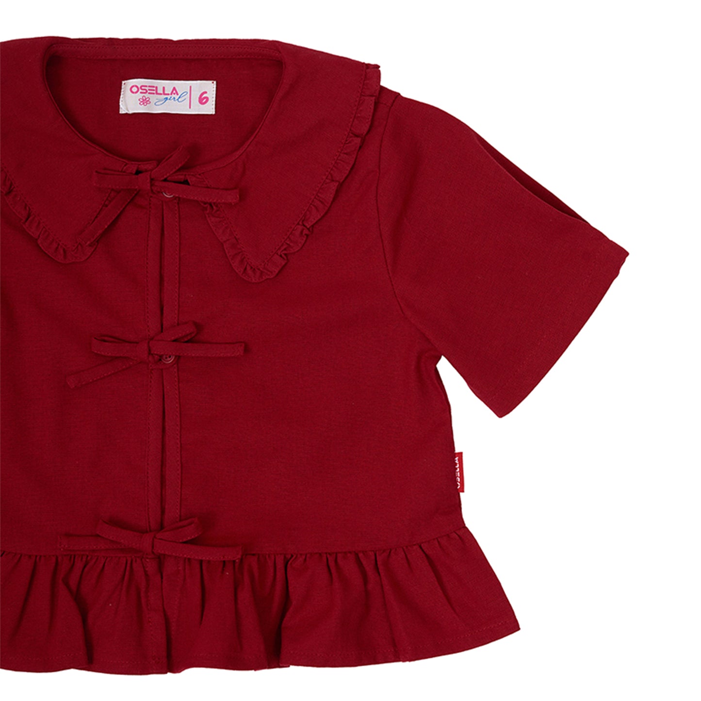 Osella Solid Collared Ribbon Shirt In Red 2336500